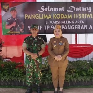 Bupati Hj. Ratna Machmud Dengan Pangdam II Sriwijaya Tinjau Pembangunan Marshalling Area Yonif TP 947 Pangeran Amin